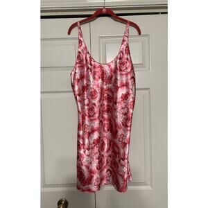 Vintage Evandale Intimates Womens Rose Print Slip Dress Nightgown Size L